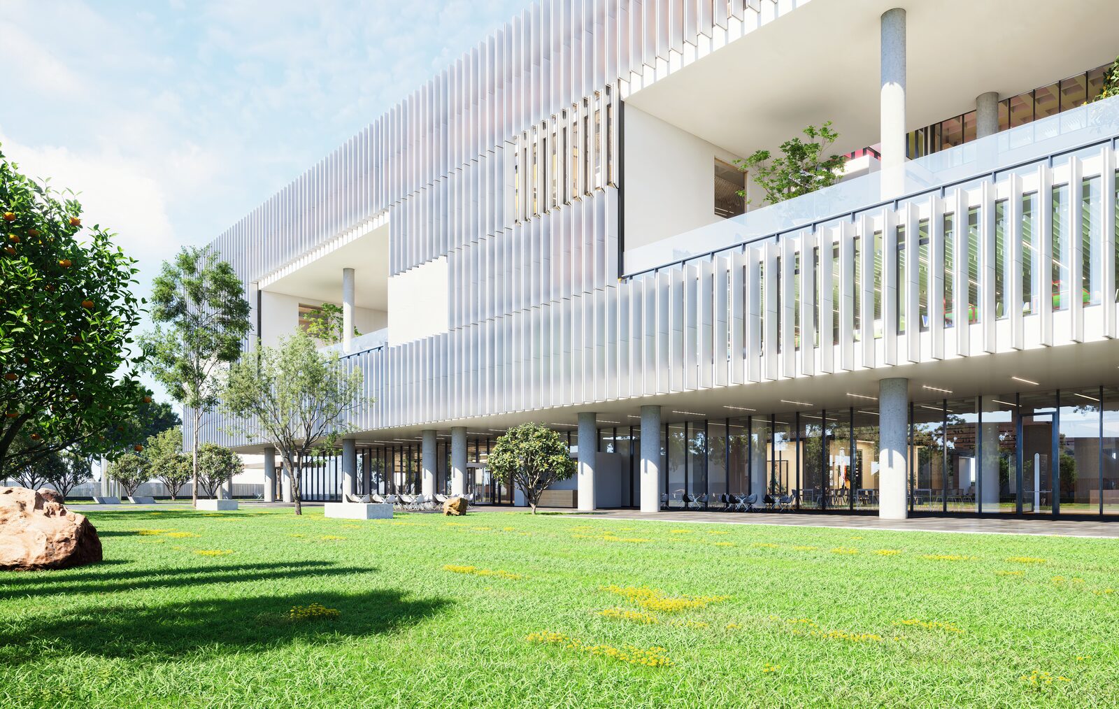 Kampüs dış cephe avlu render
