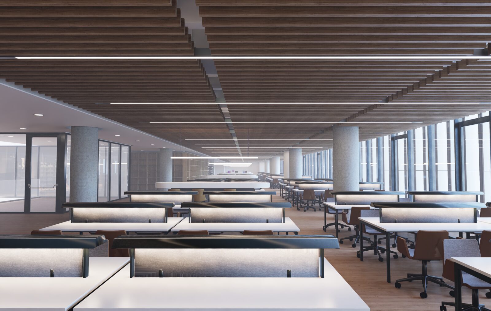 Kütüphane geniş çalışma alanı render